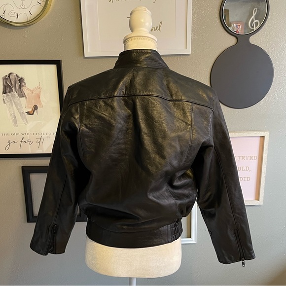 Metro 1 by Superior Vintage Black Leather Bomber Jacket Coat - Picture 3 of 15